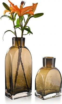 Teresa's Collections Set of 2 Brown Elegant Glass Vase RRP 19.99 CLEARANCE XL 14.99